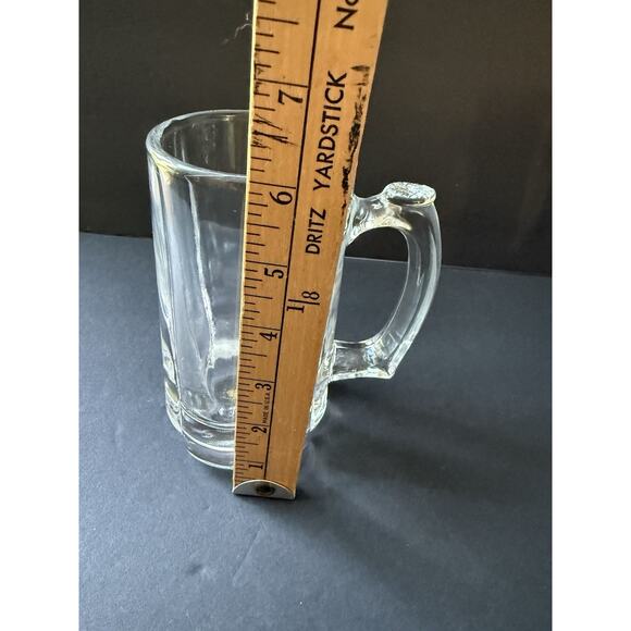 Libbey 5011 Clear 15 OZ Glass Tankard Handled Mug Set (4) Thumb Rest Vintage - Picture 5 of 9